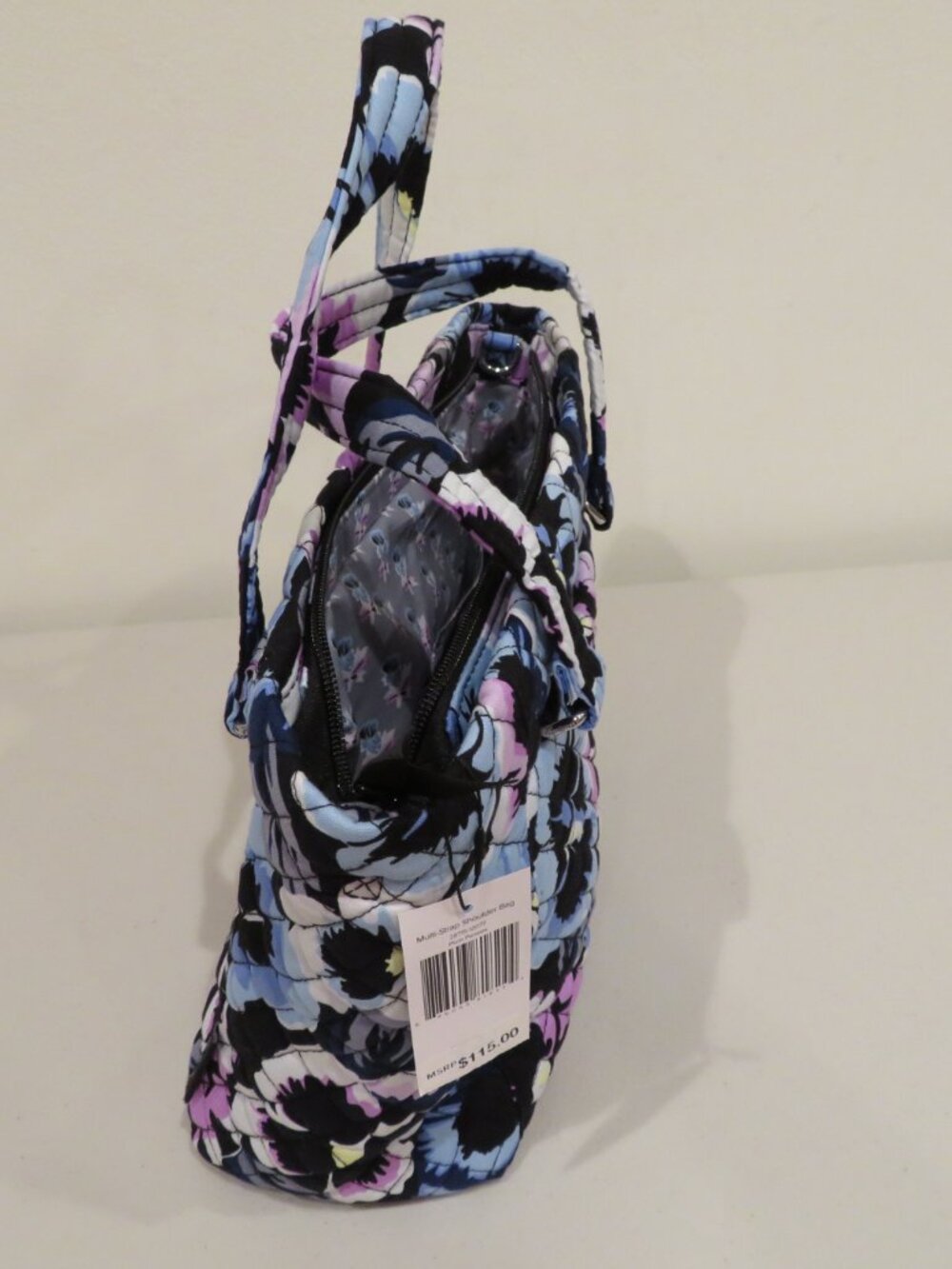 Vera Bradley Plum Pansies Quilted Multi‑Strap Shoulder Bag - Picture 8 of 12
